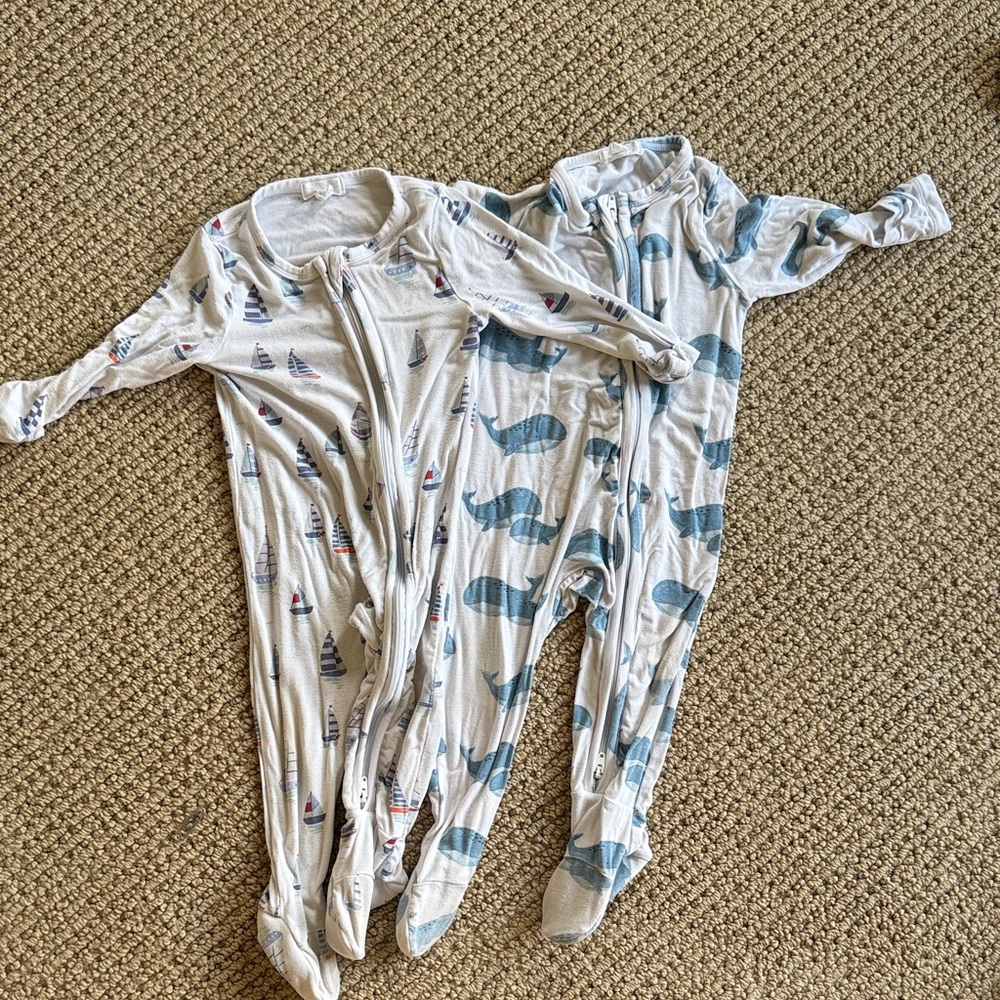 Angel Dear Sailboat and Whale Print Footies